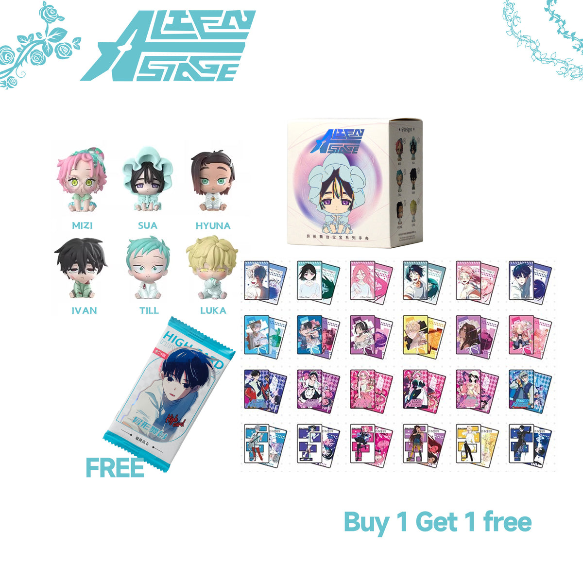 Alien Stage Sen Yu Man Baby Series Blind Box Dolls Figures Official Peripherals（Buy 1 get 1 free  Alien Stage Trading Cards Blind Box ）