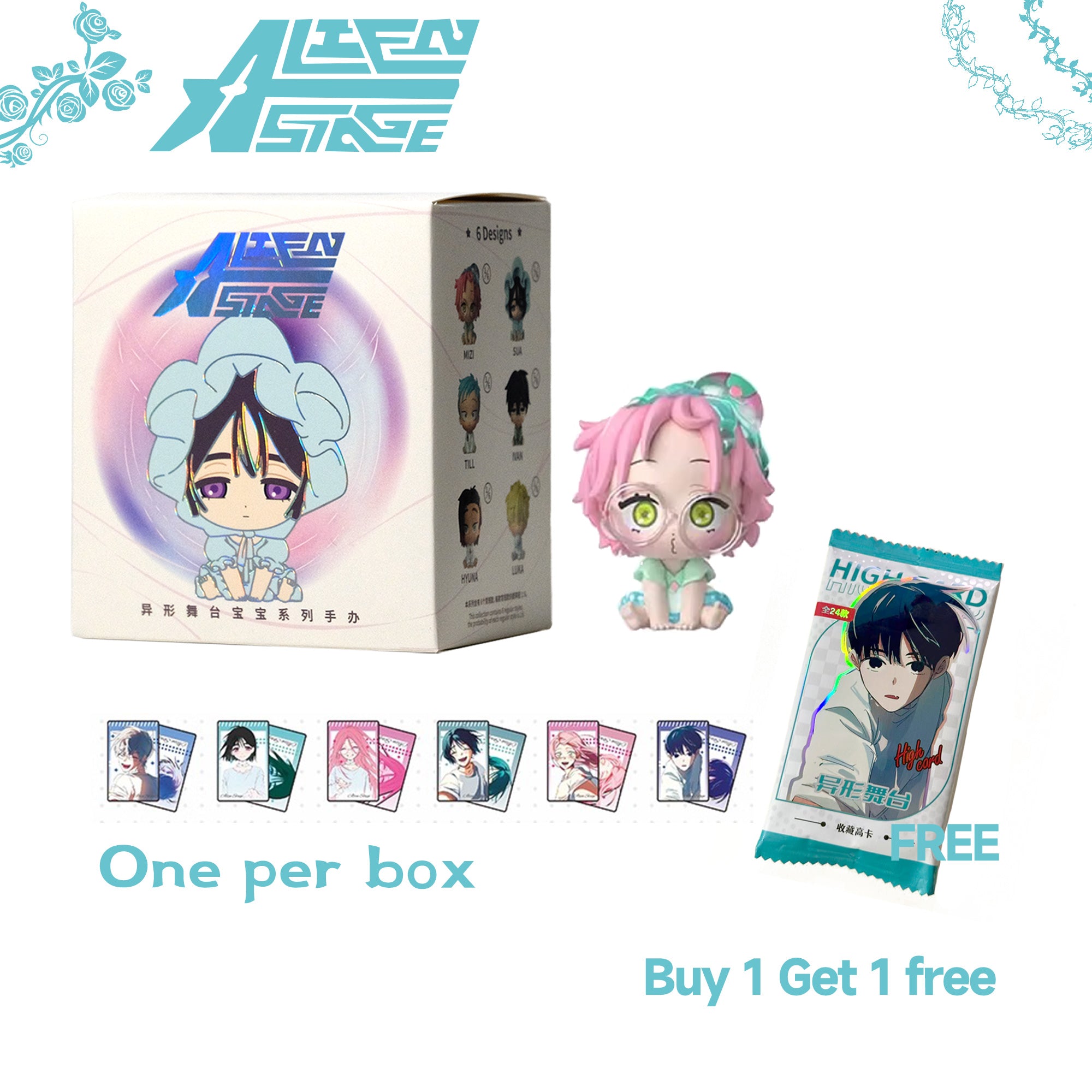 Alien Stage Sen Yu Man Baby Series Blind Box Dolls Figures Official Peripherals（Buy 1 get 1 free  Alien Stage Trading Cards Blind Box ）