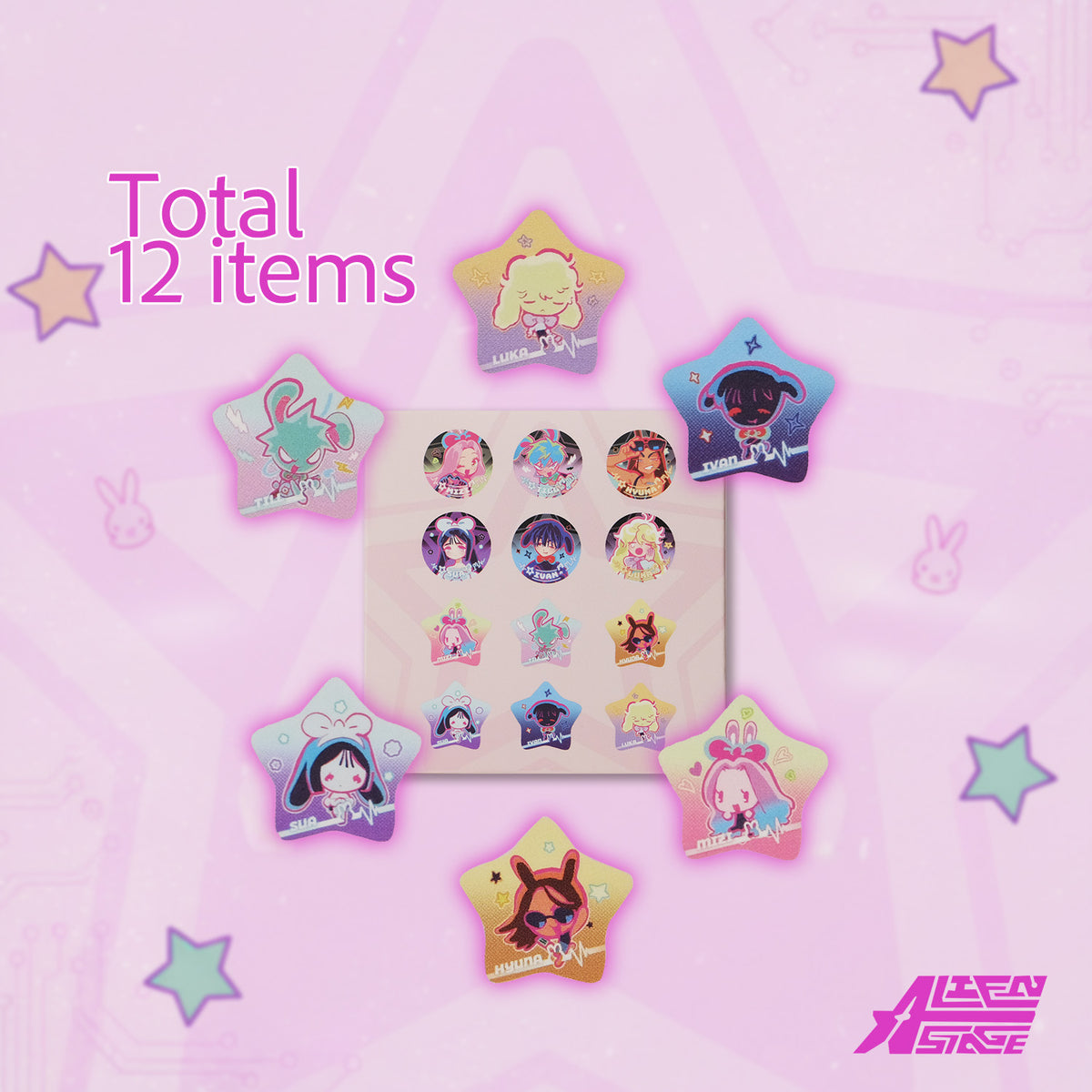 Alien Stage Rabbit Series Random Badge Blind Box (12 Packs/Box)